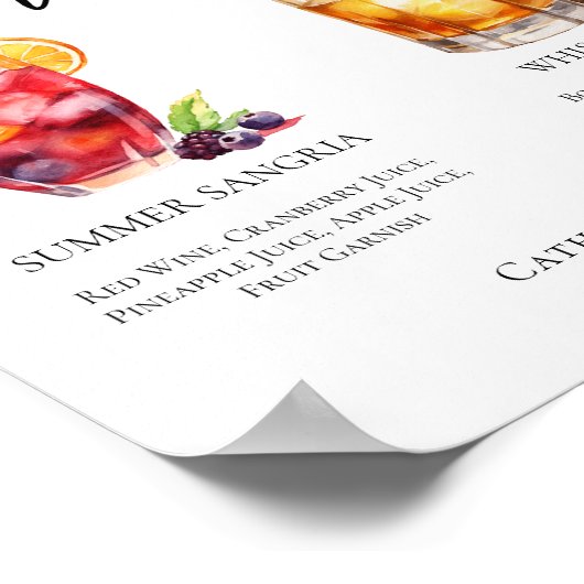 サングリアウイスキーサワーシグネチャーカクテルメニュー ポスター (角)