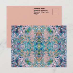 サングリアカラーのモダンな一点物アブストラクト ポストカード