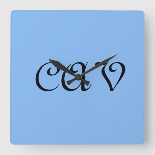 サングリアコーンフラワーブルー スクエア壁時計 (正面)