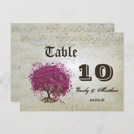 サングリアハートリーフツリーテーブル番号 ポストカード (正面/裏面)