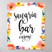 サングリアバーフローラ水彩8x10結婚のサイン ポスター (正面)