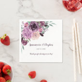 サングリアパープルマウブウォーターカラーフローラ披露宴 | スタンダードカクテルナプキン (インサイチュ)