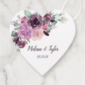 サングリアパープルマウヴフローラ結婚ハート | フェイバータグ (裏面)