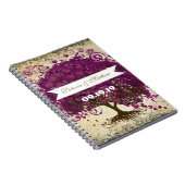 サングリアマゼンタパープルハートリーフ結婚ズ ノートブック (右側)