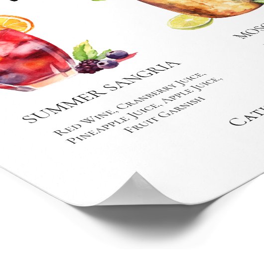 サングリアモスクワマレのシグネチャーカクテルメニュー ポスター (角)