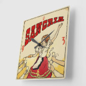 サングリアワインヴィンテージスタイル スクエア壁時計 (傾斜)