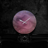 サングリア層 | Moody Pink and Purple Luxe Agate ラウンド壁時計
