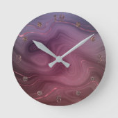 サングリア層 | Moody Pink and Purple Luxe Agate ラウンド壁時計 (正面)