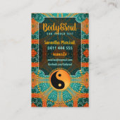 サングリア金ゴールドスパークルティール(緑がかった色)オレンジ陰陽バランス 名刺 (裏面)