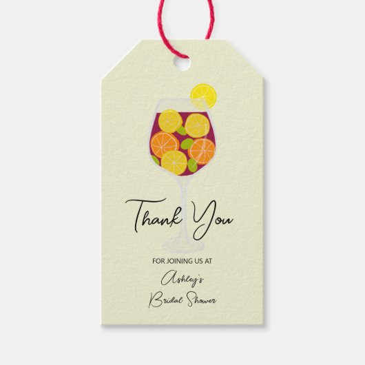 サングリア&タパスカクテルスペインのブライダルシャワー ギフトタグ (正面)