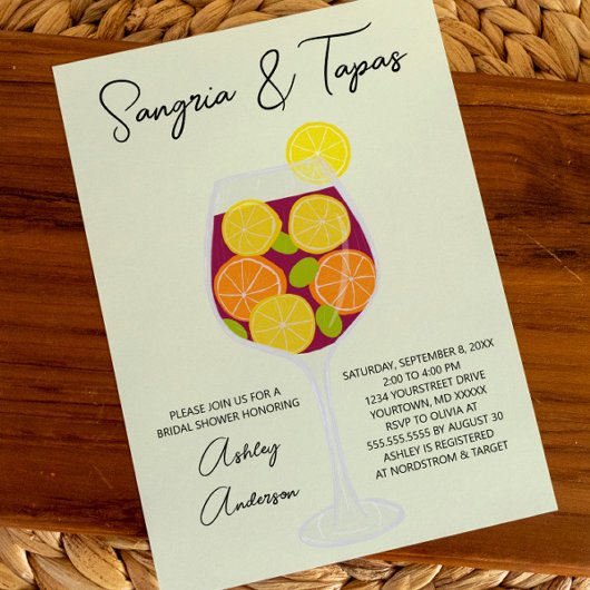 サングリア&タパスカクテルスペインのブライダルシャワー 招待状