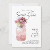 サングリア&タパスサマーカクテルパーティーブライトピンク 招待状 (正面)