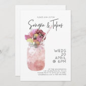 サングリア&タパスサマーカクテルパーティーブライトピンク 招待状 (正面/裏面)