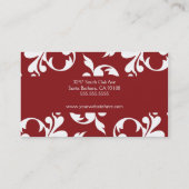 サングリエの赤と白の渦巻くつる植物の名刺 名刺 (裏面)