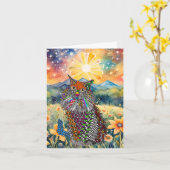 サングリーティングカードに登場する美しい猫 カード (黄色い花)