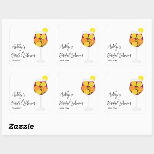 サングリ結婚アの、バチェロレッテ、またはブライダルシャワー スクエアシール (シート)