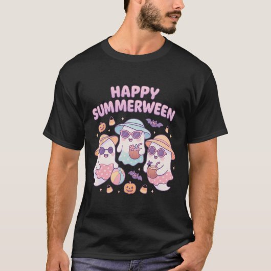 サングル不気味ーとドリードのかわいい夏の幽霊 Tシャツ (正面)