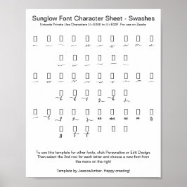 サングローフォントキャラクターシートスワッシュfor Zazzle ポスター