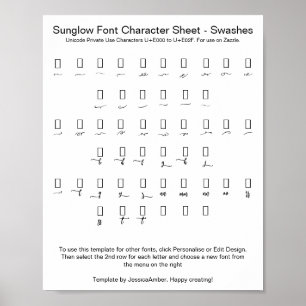 サングローフォントキャラクターシートスワッシュfor Zazzle ポスター