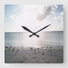サングローリーアットザビーチスクエアウォールクロック スクエア壁時計