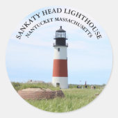 サンケイティヘッドライトハウスナンタケットMAスタンプ ラウンドシール (正面)