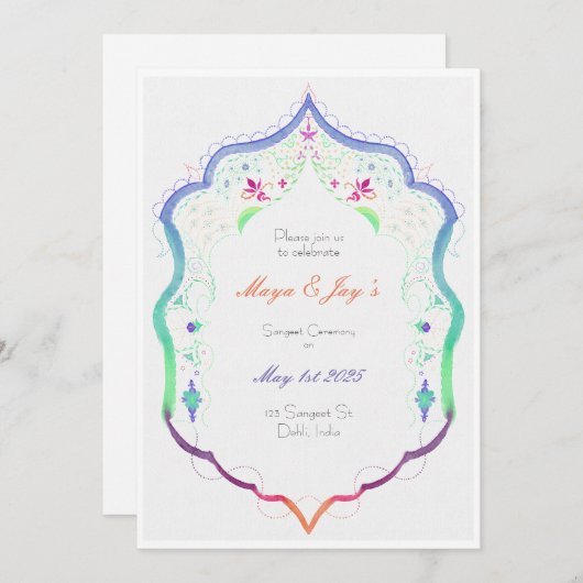 サンゲインディアン結婚シーク式招待状 招待状 (正面/裏面)