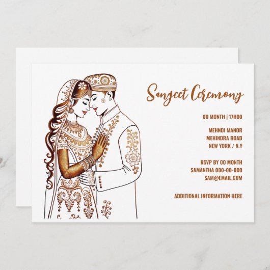 サンゲットヘナ新郎新婦メンディヒンディヒンディ 招待状 (正面/裏面)
