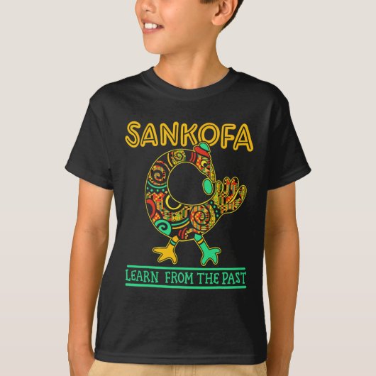サンコファアフリカの鳥の黒い歴史の月ジュネント Tシャツ (正面)