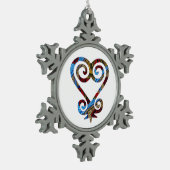 サンコファアフリカプリント スノーフレークピューターオーナメント (左)