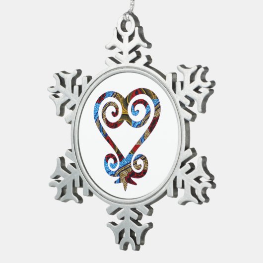 サンコファアフリカプリント スノーフレークピューターオーナメント (右)