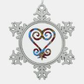 サンコファアフリカプリント スノーフレークピューターオーナメント (正面)