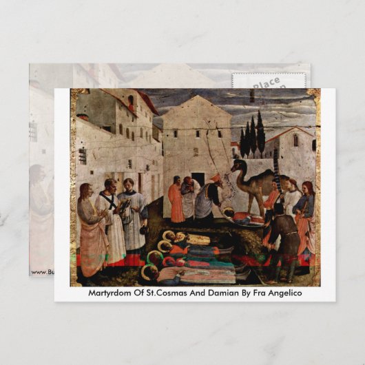 サンコマスとダミアンの殉教者Fra Angelico著 ポストカード (正面/裏面)