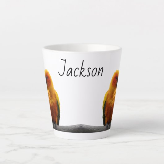 サンコンワイルドライフアートネームパーソナライズされたアニマル カフェラテマグ (正面)