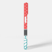 サンゴおよびターコイズモノグラム水玉模様フローラ Case-Mate iPhoneケース (裏面 / 右)