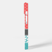 サンゴおよびターコイズモノグラム水玉模様フローラ Case-Mate iPhoneケース (裏面 / 左)