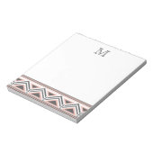 サンゴおよび灰色の幾何学模様モノグラム ノートパッド (回転)