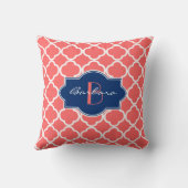 サンゴおよび白クローバー幾何学模様 クッション (裏面)