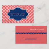 サンゴおよび白クローバー幾何学模様 名刺 (正面/裏面)