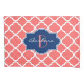 サンゴおよび白クローバー幾何学模様 枕カバー (正面)