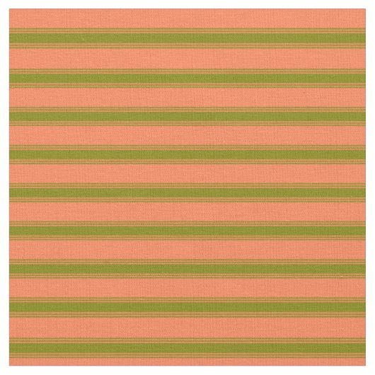 サンゴおよび緑の線/ストライプパターン ファブリック (クローズアップ)