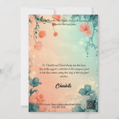 サンゴお洒落とティール（緑がかった色）フローラブライダルシャワー 招待状 (裏面)