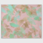 サンゴお洒落金ゴールド落ち葉ピンク ラッピングペーパー (フラット)