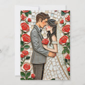 サンゴかわいらしバラモザイクミセス結婚ズ 招待状 (裏面)