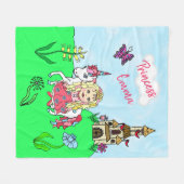 サンゴかわいらしプリンセスとユニコーンパーソナライズされた フリースブランケット (正面(横))