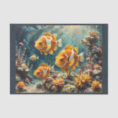 サンゴが水中に潜ってサンゴ礁に浮かぶピエロ 薄葉紙 (正面)