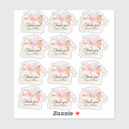 サンゴとアイボリーのフローラフレーム結婚の感謝セット シール