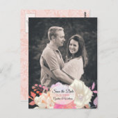 サンゴとアイボリーのフローラ写真の保存日付 ポストカード (正面/裏面)