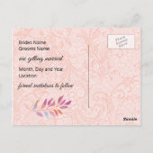 サンゴとアイボリーのフローラ写真の保存日付 ポストカード (裏面)