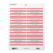 サンゴとアクアのストライプの水結婚瓶ラベル ラベル (フルシート)