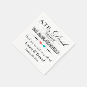 サンゴとアクアのハート、結婚スクロールのナプキン スタンダードカクテルナプキン (角)